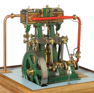 Lot 53 - A Fine Exhibition Model of a Twin Cylinder Marine Engine by Midland Model Engineering 1983, painted