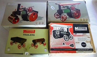 Lot 62 - Four Boxed Mamod  Live Steam Vehicles - Steam Roller SR.1a, in green and black, with...