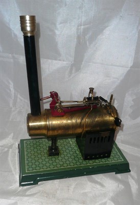 Lot 64 - A Bing Tinplate Over Type Stationary Steam Engine, with single cylinder engine on horizontal...