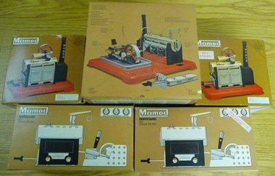 Lot 70 - Five Boxed Mamod Stationary Steam Engines - SP5, two SP3's and two SP2's
