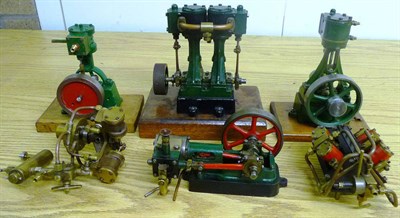 Lot 75 - Six Small Live Steam Stationary Engines, including a Stuart twin cylinder marine engine, Stuart...