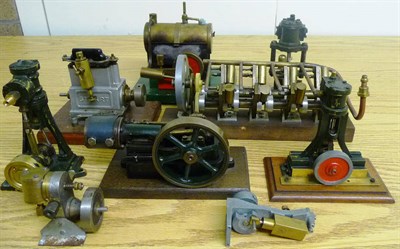 Lot 80 - Nine Stationary Engines, including a Stuart Sirius type engine, an oscillating engine, vertical and