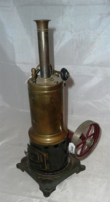 Lot 87 - A Bing Vertical Stationary Steam Engine, with cast iron base, single cylinder engine, spoked...