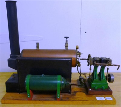Lot 90 - A Stuart Live Steam Marine Plant, the green painted twin cylinder marine engine with solid...