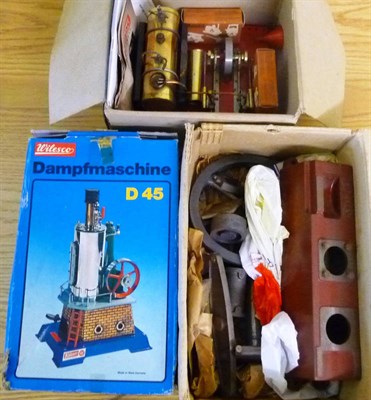 Lot 92 - Three Steam Engines, comprising a Stuart half beam engine kit, a boxed Wilesco D45 steam plant...
