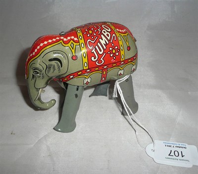 Lot 107 - A Lesney Moko Clockwork Tinplate Jumbo The Walking Elephant, circa 1950, in grey and red, with...