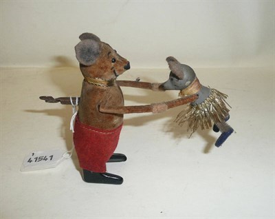 Lot 111 - A Schuco Clockwork Mouse with Dancing Baby Mouse, with felt covered body, red felt trousers and key