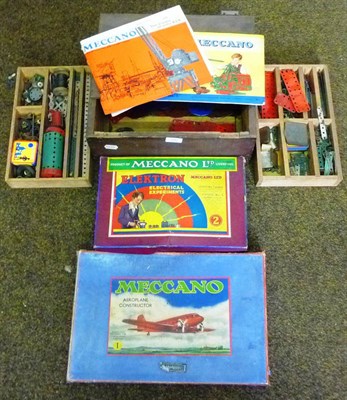 Lot 120 - A Collection of Meccano, comprising a boxed Aeroplane Constructor Set No.1, Electron Electrical...