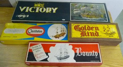 Lot 122 - Four Boxed Unmade Wooden Model Kits of Ships - Aeropiccola Torino 'Constitution' and 'Bounty',...