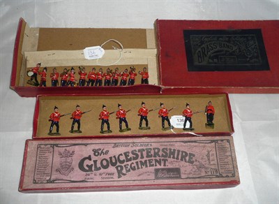 Lot 136 - A Boxed Pre War Set of Britains Hollowcast Lead 'Brass Band of The Line' No.27, containing...