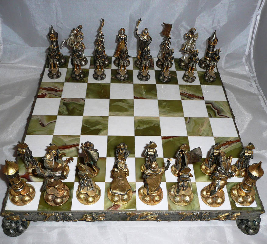 Lot 149 - A 20th Century Bronze Napoleonic Chess Set