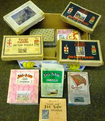 Lot 150 - Thirteen Boxed Wooden Jigsaw Puzzles, including five GWR, also Academy, Chad Valley, Victory...