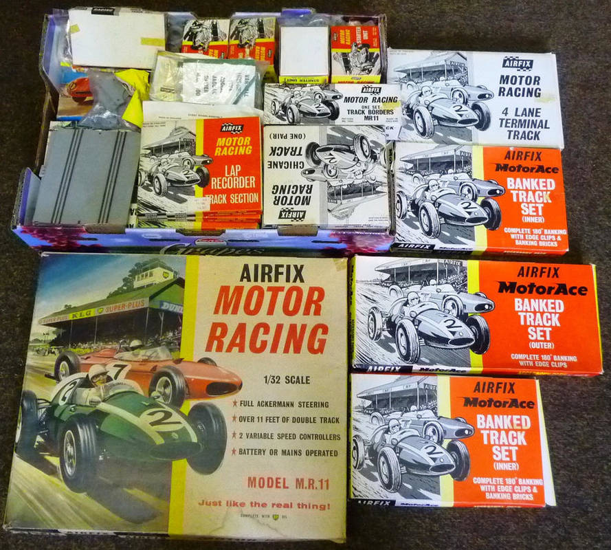 Lot 171 - A Boxed Airfix Slot Car Motor Racing Set MR11, together with a large quantity of boxed accessories