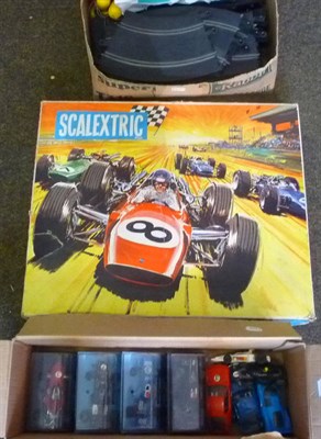 Lot 178 - A Collection of Scalextric, including Grand Prix Set 50, four boxed cars - March Ford, Tyrell...