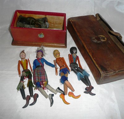 Lot 180 - A Small Dancing Marionette Automaton, comprising a wooden box with red paper covers containing...