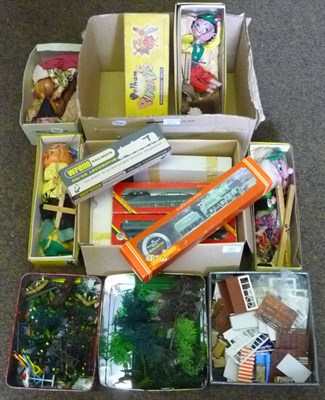 Lot 187 - Mixed Toys, comprising four boxed Pelham Puppets and other puppets, 'OO' gauge trains including...