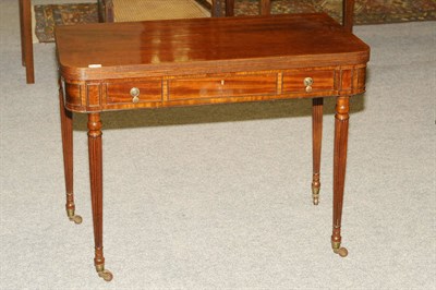 Lot 1495 - A Mahogany Foldover Card Table, in the manner of Gillows, the folding rectangular top over a...