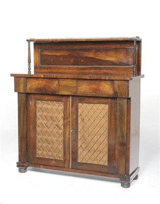 Lot 1496 - A George IV Mahogany Chiffonier, the superstructure with a three-quarter pierced brass baluster...