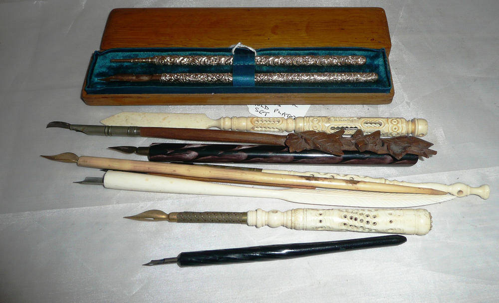 Lot 303 - A Collection of Dip Pens, including a cased gold plated pen and pencil set by W.S.Hicks, New...