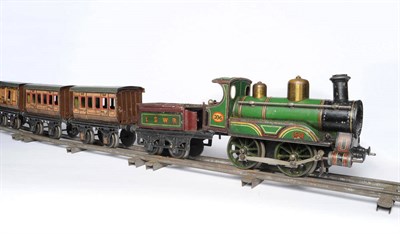 Lot 3 - A Bing Gauge '1' Clockwork Tinplate Passenger Train Set, comprising an 0-4-0 tender locomotive...