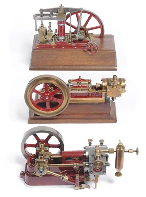 Lot 47 - Three Stationary Steam Engines, comprising a small single cylinder beam engine, a single...