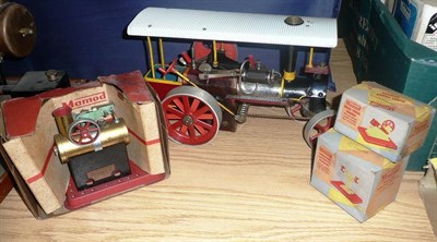 Lot 48 - Live Steam Toys, comprising an Invicta traction engine in red, yellow and black, with white...