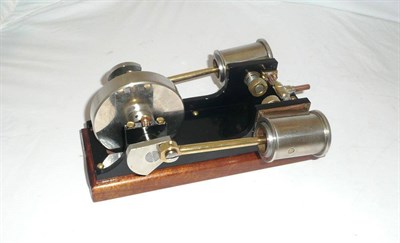 Lot 55 - A Scratch Built Horizontal Twin Cylinder Oscillating Engine, in steel and brass, with solid...
