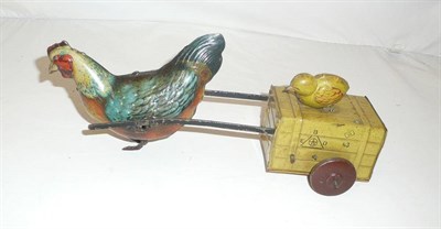 Lot 59 - A Lithographed Clockwork Tinplate Chicken Cart 'Gik - Gak' by Hans Eberl, Germany, number 43,...