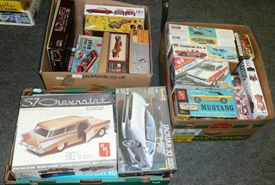 Lot 68 - Twenty Three Boxed Plastic Model Kits of Cars, mostly unmade, makers include Monogram, Revell, AMT