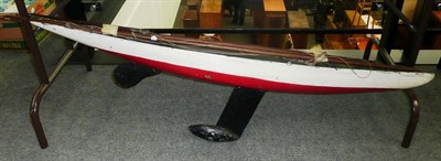 Lot 78 - A Large Wooden Racing Pond Yacht, circa 1920's, with white and red painted hull, iron and lead...