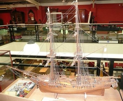 Lot 81 - A Scratch or Kit Built Wooden Model of a 12-Gun Brig, with fully rigged twin masts, full deck...