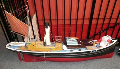 Lot 83 - A Large Kit Built Model of the Steam Drifter 'Violet 1907', in wood and plastic, with lifeboat...