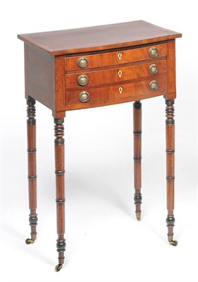 Lot 1516 - A Late George III Mahogany and Crossbanded Side Table, the rectangular bowfront top over a...