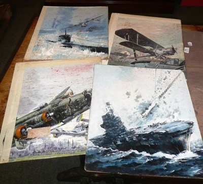 Lot 115 - Four Pieces of Original Artwork for Battle Picture Library Covers by Graham Coton, featuring...