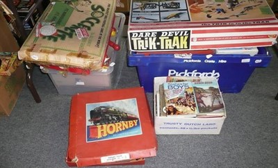 Lot 137 - A Large Collection of Toys, Games and Annuals, including Mettoy caravan, Marx Sky Cruiser,...