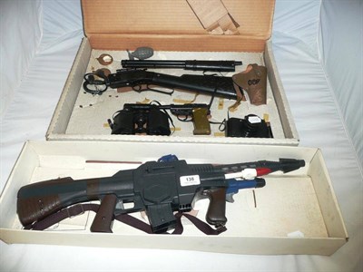 Lot 138 - A Boxed Lone Star 'James Bond 007 Thunderball' Battery Operated Ricochet Gun, in grey and brown...