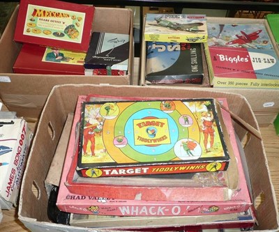 Lot 140 - Mixed Toys and Games, including Biggles and other jigsaws, playing cards, marbles, 3-D viewer,...