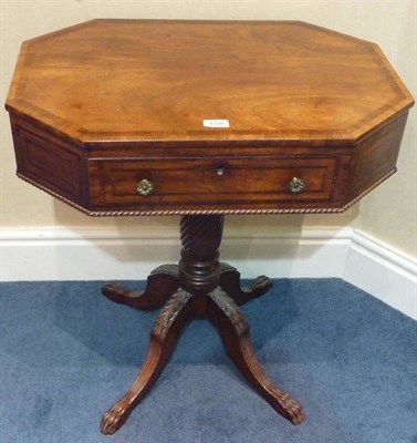 Lot 1520 - A Mahogany and Rosewood Crossbanded Pedestal Side Table, circa 1830, the octagonal shaped top above