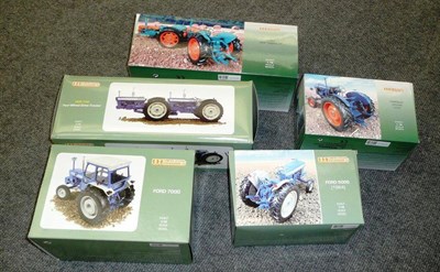 Lot 156 - Five Boxed Universal Hobbies 1:16 Scale Diecast and Plastic Tractors - Fordson Major E27N, Ford Doe