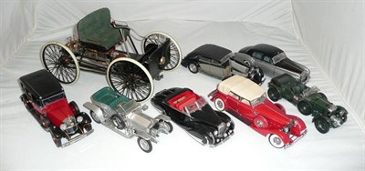 Lot 160 - Eleven Franklyn Mint Precision Models of Cars - Chevrolet Impala (boxed), 1930 Duesenberg,...