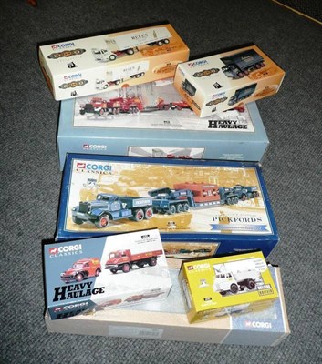 Lot 187 - Seven Boxed Corgi Commercial Vehicles, comprising two Wynn's Heavy Haulage sets 31009 & 31006,...