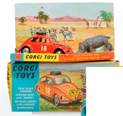 Lot 193 - A Boxed Corgi Volkswagen 1200 in East African Safari Trim No.256, in orange, RN 18, steering...