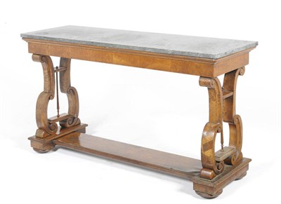 Lot 1524 - An Early Victorian Brown Oak Side Table, circa 1860, the grey rectangular marble top above a...