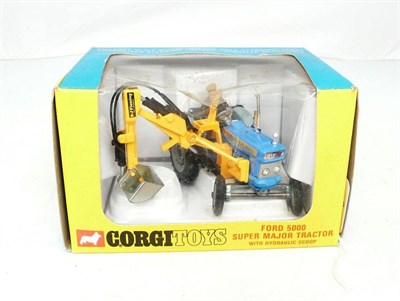 Lot 196 - A Boxed Corgi Ford 5000 Super Major Tractor with Hydraulic Scoop No.74, in blue and yellow,...