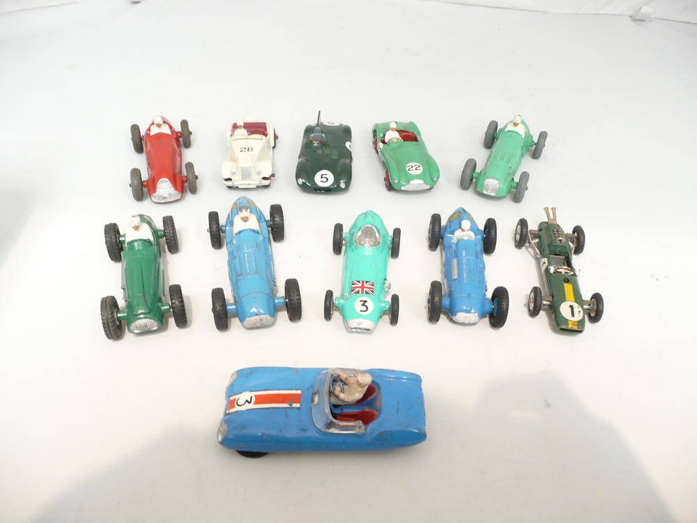 Lot 208 - Eight Dinky Racing and Sports Cars:- Talbot Lago 23K & 23H; Cooper Bristol 233; H.W.M. 235,...