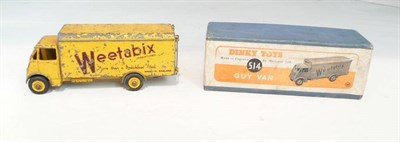 Lot 217 - A Boxed Playworn Dinky 'Weetabix' Guy Van No.514, in yellow with black lettering and yellow grooved