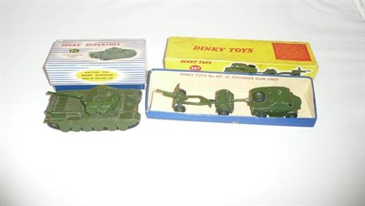 Lot 218 - A Boxed Dinky 25-Pounder Field Gun Set No.697, comprising field artillery tractor, trailer and...