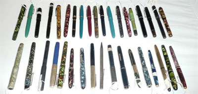 Lot 241 - A Collection of Thirty Six Fountain Pens, makers include Watermans, Swan, Stephens, Paramount,...