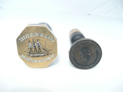 Lot 245 - A 19th Century Lignum Vitae and Brass Hand Seal - Loyal United Fleet of British Mariners;  a...