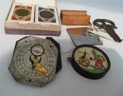 Lot 248 - Mixed Collectables, including a pocket sundial/compass 'The Landscape & Garden' by F.Barker &...